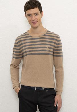 Erkek Camel Melanj Bisiklet Yaka Triko Kazak - 50223820049