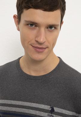 Erkek Antrasit Melanj Bisiklet Yaka Triko Kazak - 50223883024