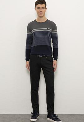 Erkek Antrasit Melanj Bisiklet Yaka Triko Kazak - 50223883024