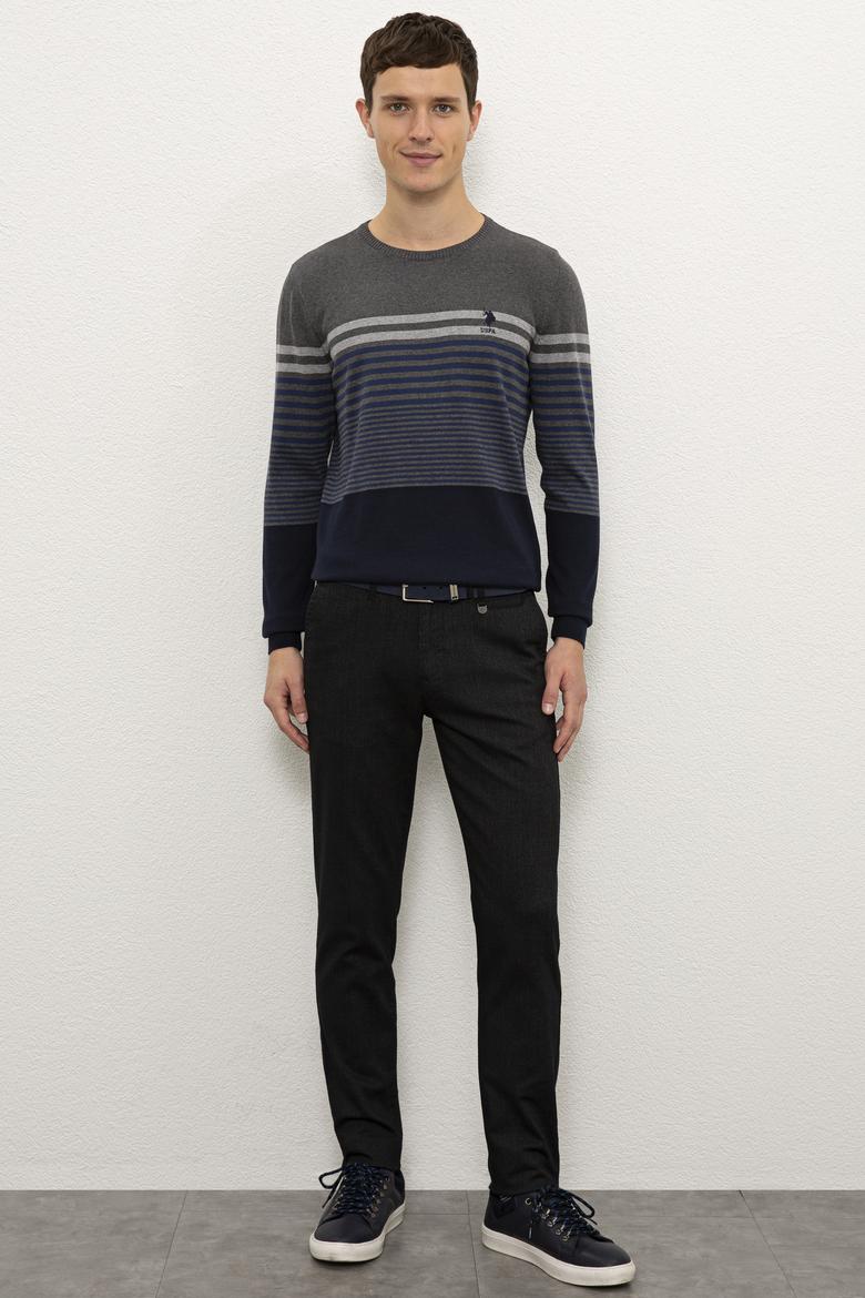 Erkek Antrasit Melanj Bisiklet Yaka Triko Kazak - 50223883024