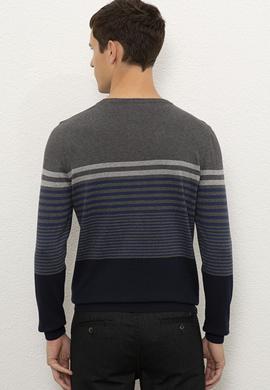 Erkek Antrasit Melanj Bisiklet Yaka Triko Kazak - 50223883024