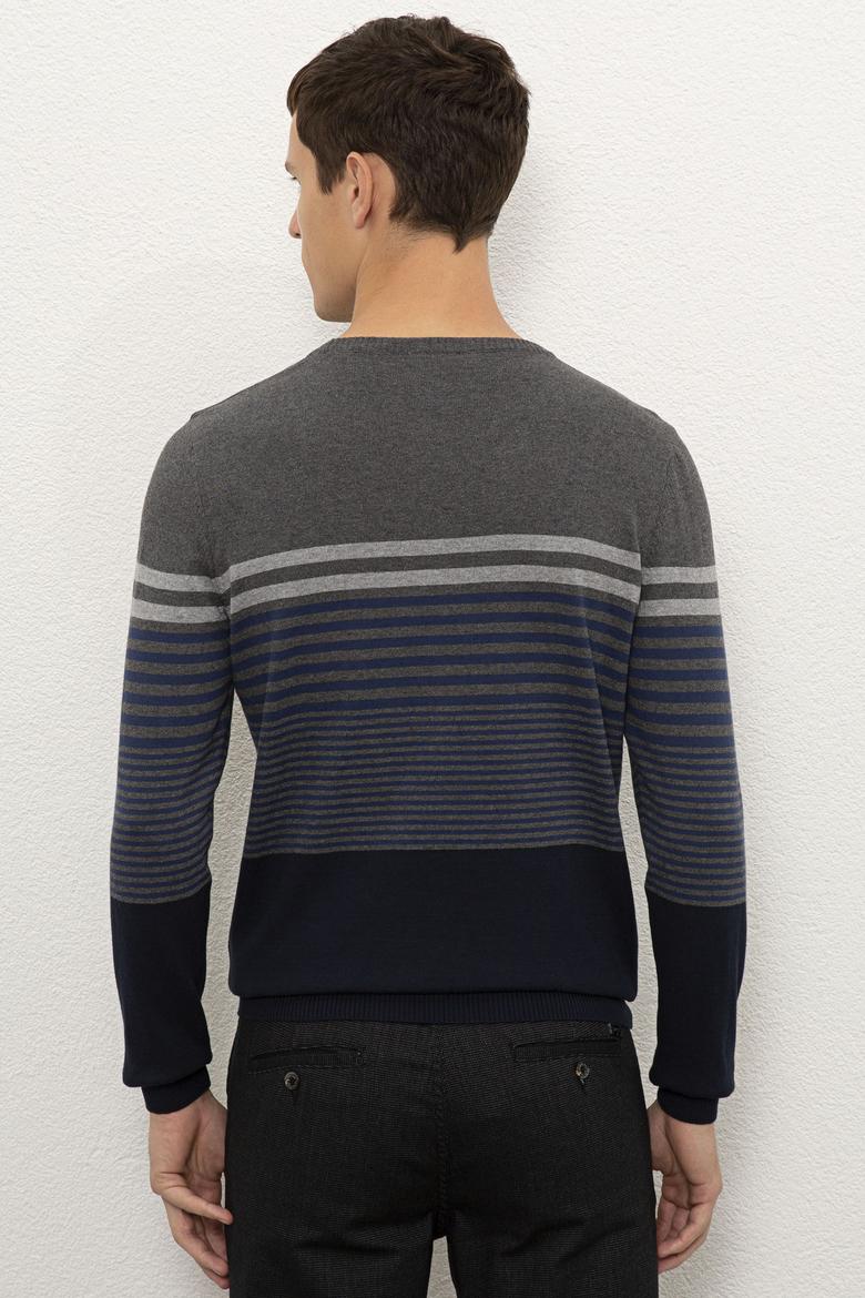 Erkek Antrasit Melanj Bisiklet Yaka Triko Kazak - 50223883024