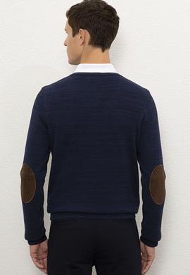 Erkek Lacivert V-Yaka Triko Kazak - 50228357029