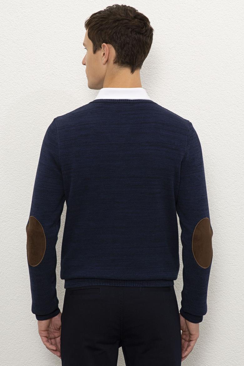 Erkek Lacivert V-Yaka Triko Kazak - 50228357029