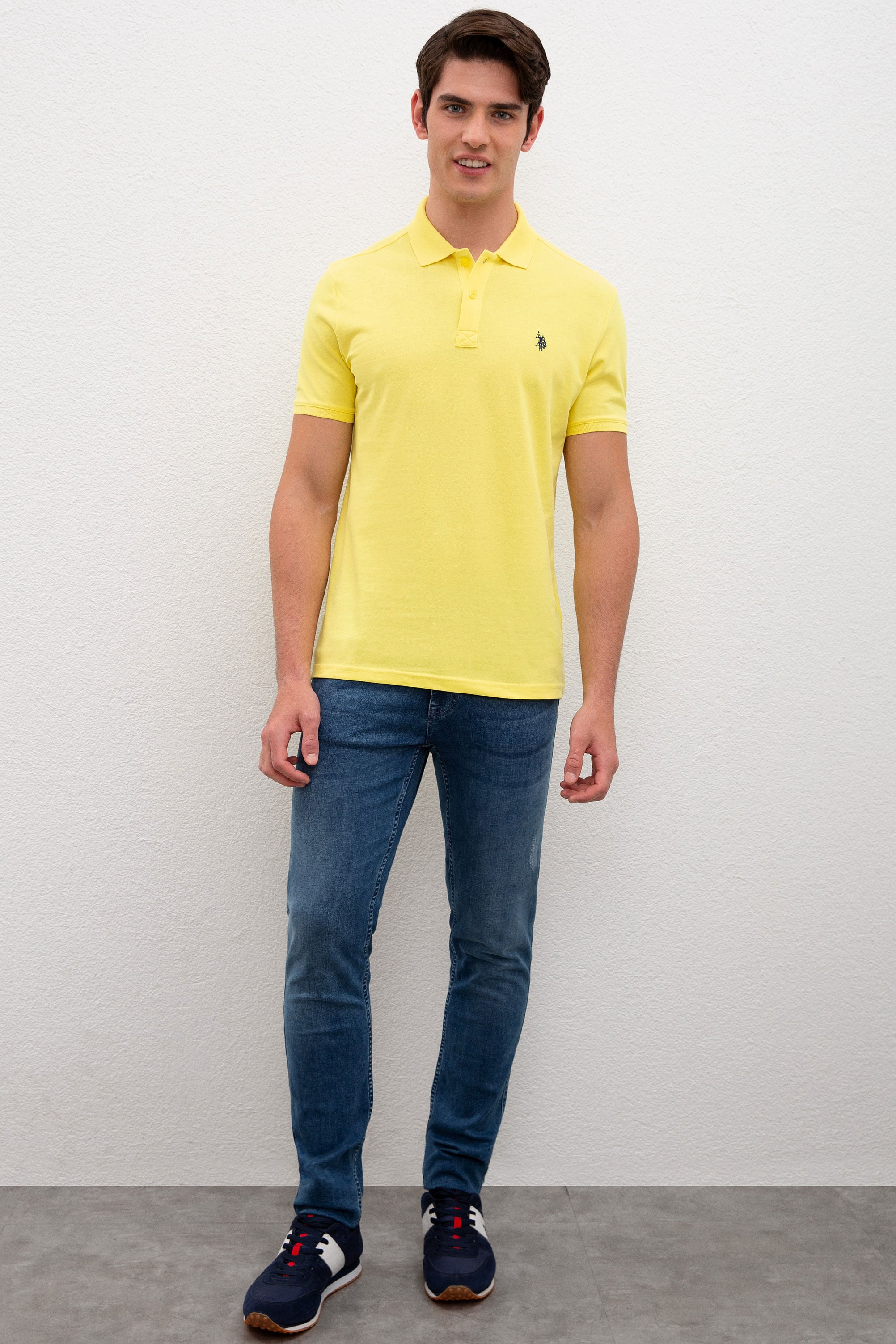 Erkek Sarı Basic Polo Yaka Tişört - Image 4