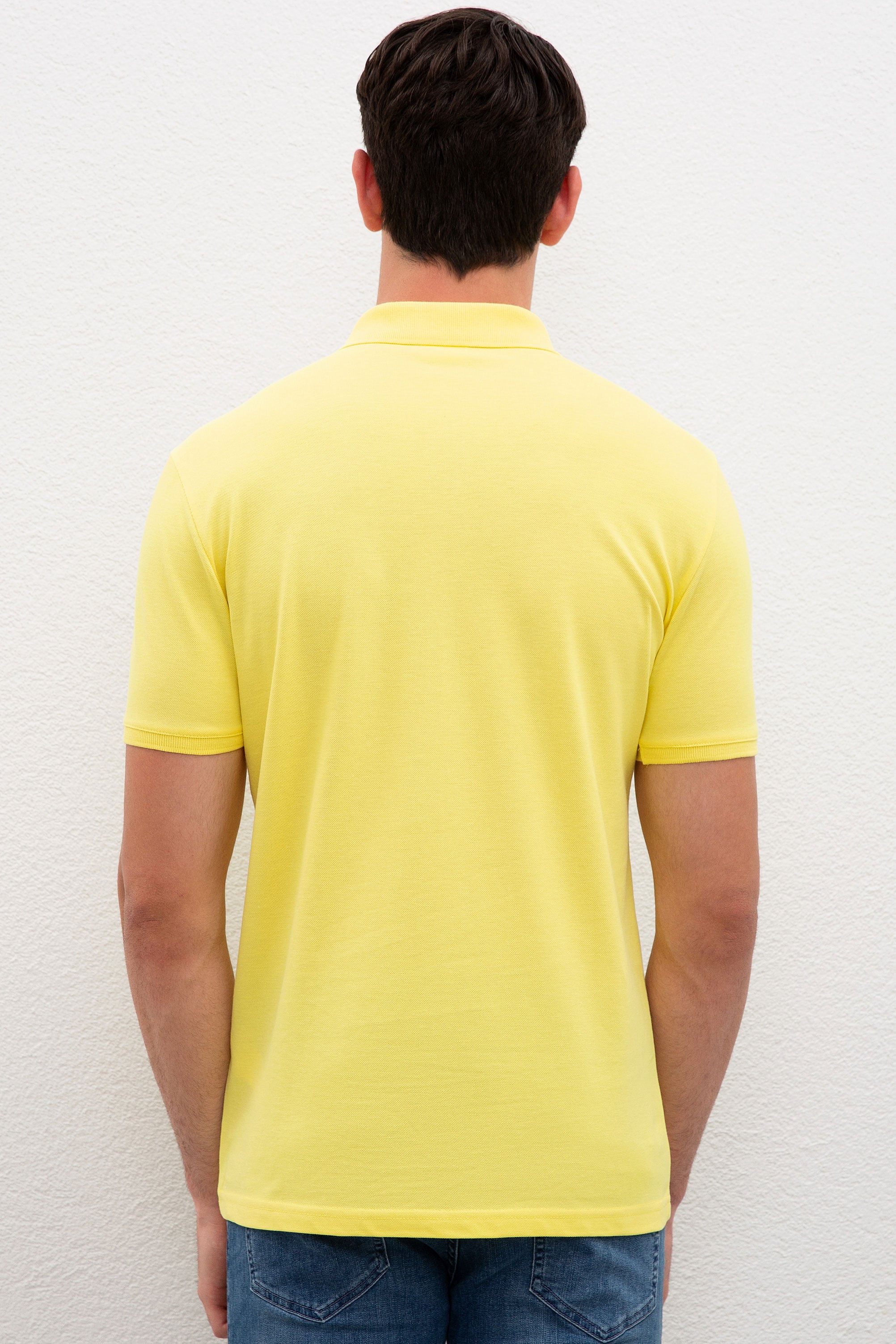 Erkek Sarı Basic Polo Yaka Tişört