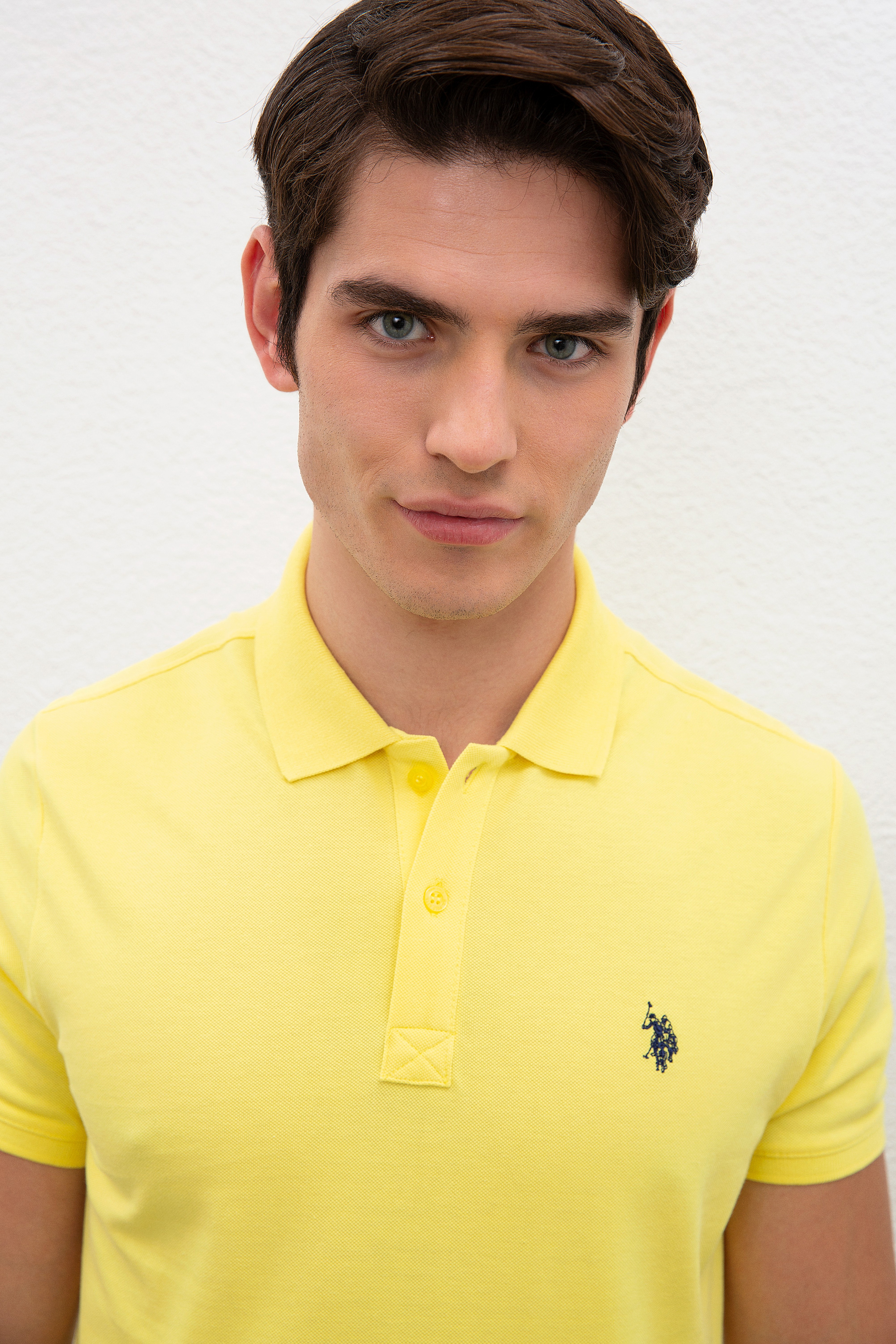 Erkek Sarı Basic Polo Yaka Tişört - Image 2