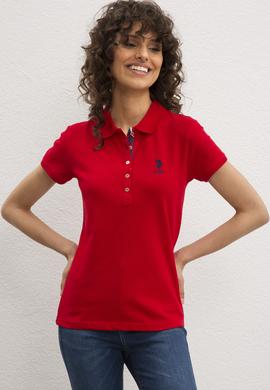 Kadın Kırmızı Basic Polo Yaka Tişört - 50217591026
