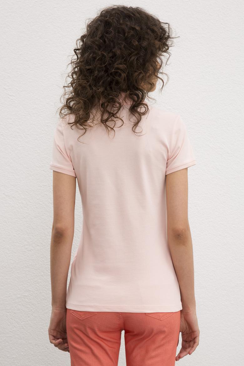 Kadın Açık Pembe Basic Polo Yaka Tişört - 50217591178