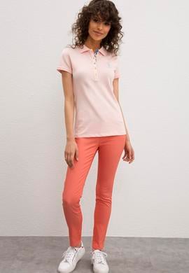 Kadın Açık Pembe Basic Polo Yaka Tişört - 50217591178