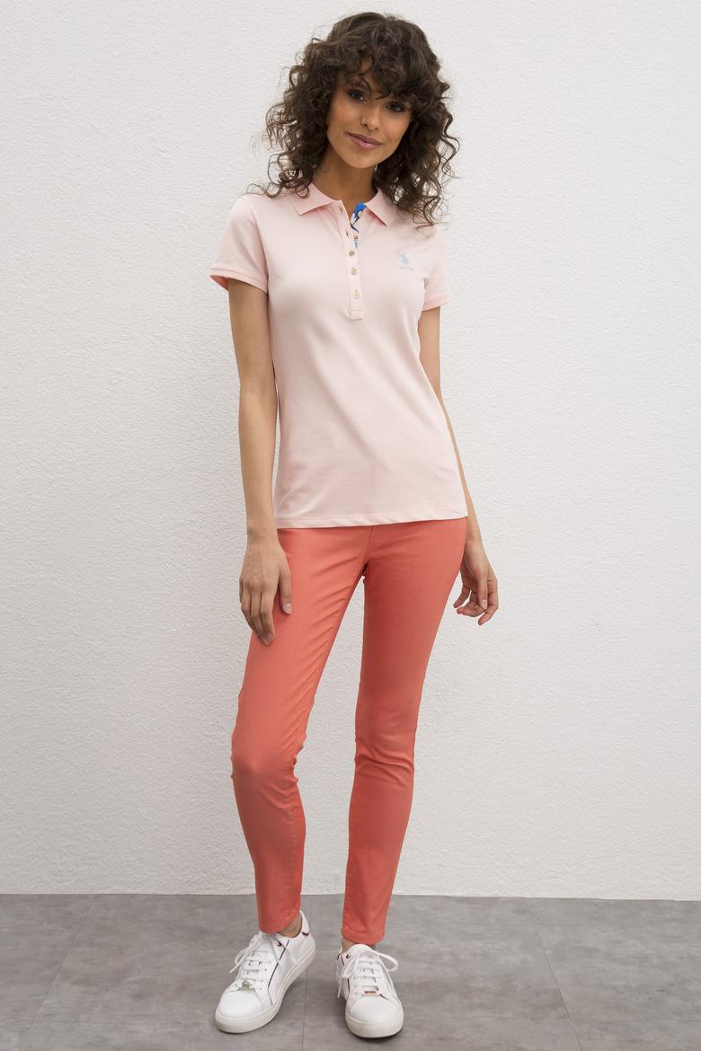 Kadın Açık Pembe Basic Polo Yaka Tişört - 50217591178