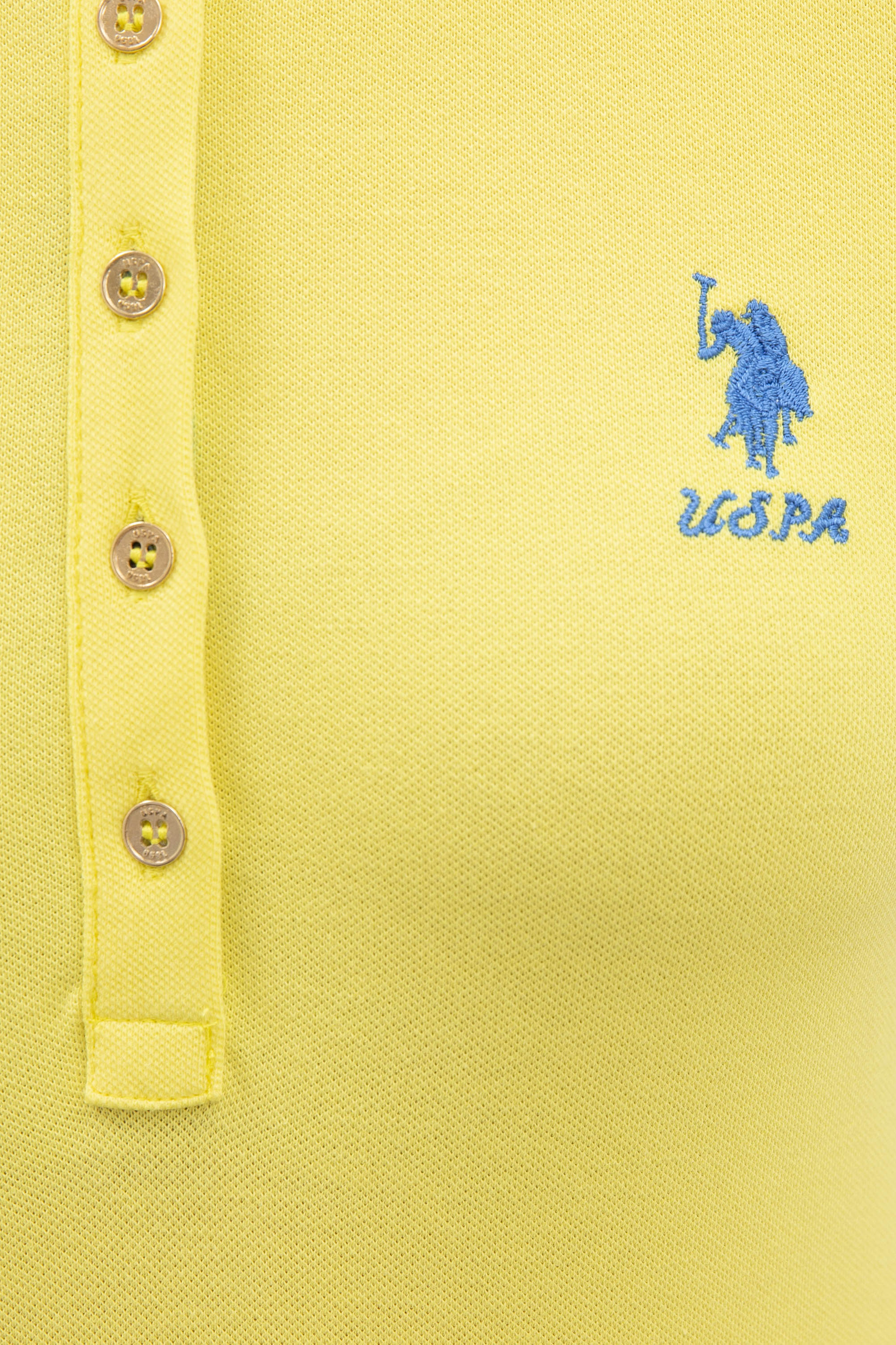 Kadın Sarı Basic Polo Yaka Tişört - Image 5