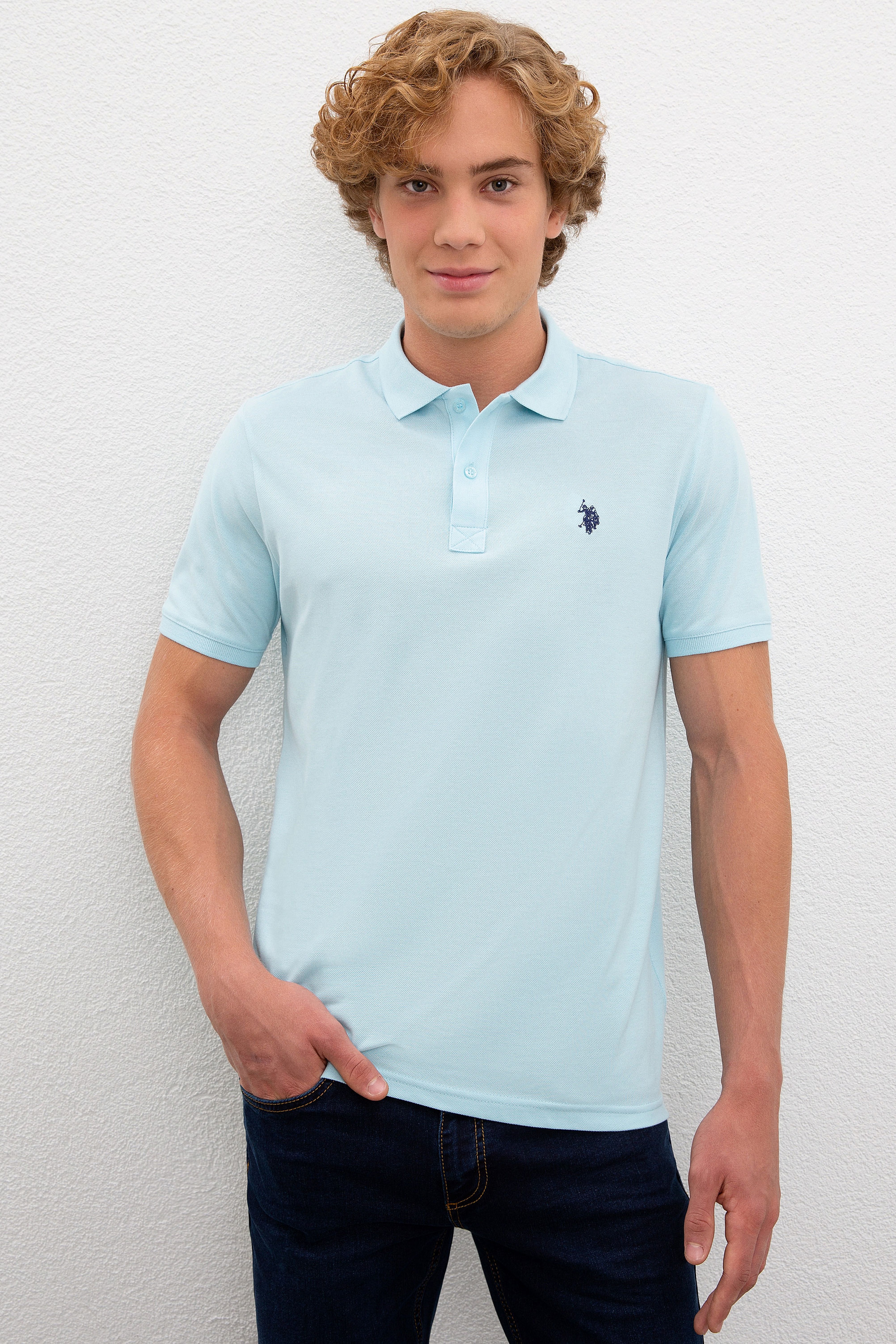Erkek Aqua Basic Polo Yaka Tişört - Image 1