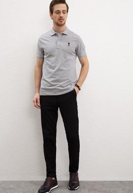 Erkek Gri Melanj Basic Polo Yaka Tişört - 50222632258