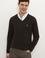Erkek Kahverengi Melanj V-Yaka Triko Kazak Basic