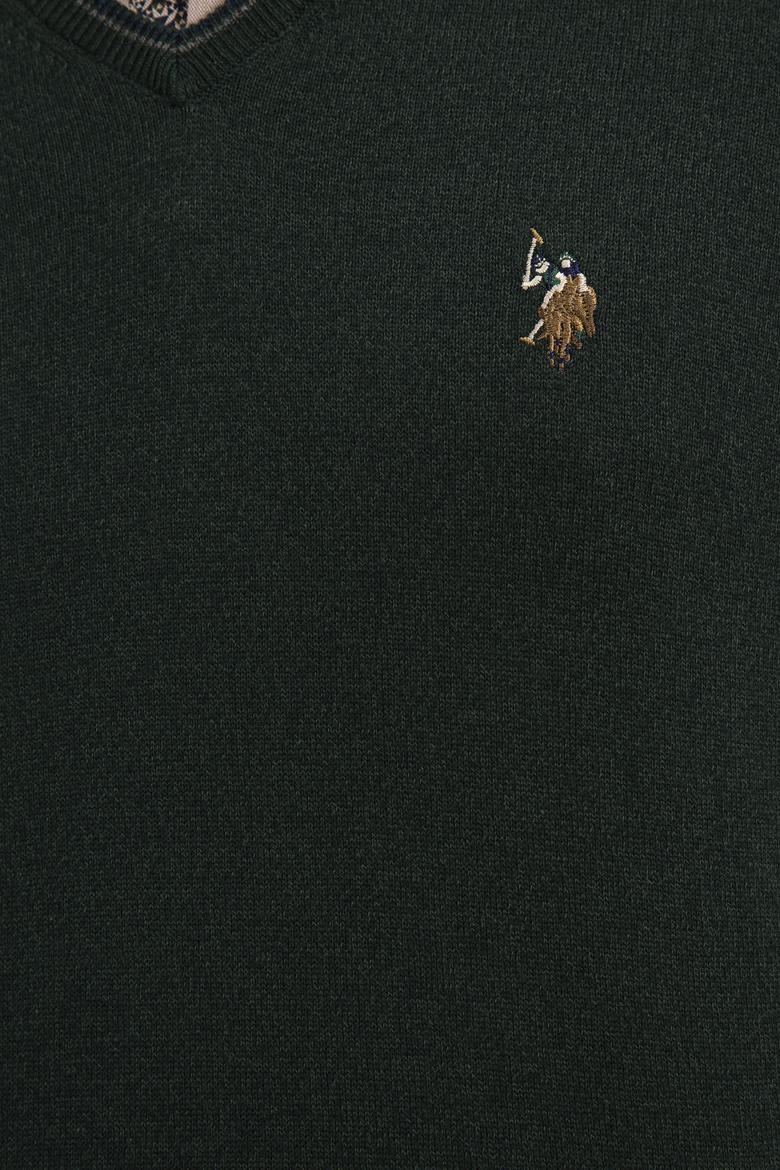 Erkek Koyu Yeşil Basic Kazak - 50224747064