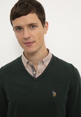 Erkek Koyu Yeşil Basic Kazak - 50224747064