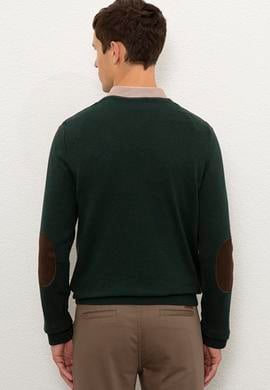 Erkek Koyu Yeşil Basic Kazak - 50224747064