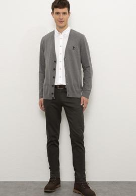 Erkek Gri Melanj  Triko Hırka - 50229572028