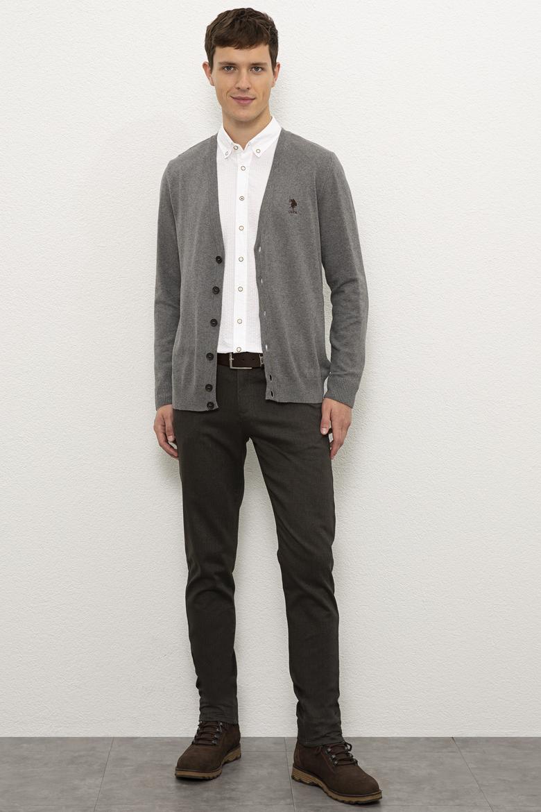 Erkek Gri Melanj  Triko Hırka - 50229572028