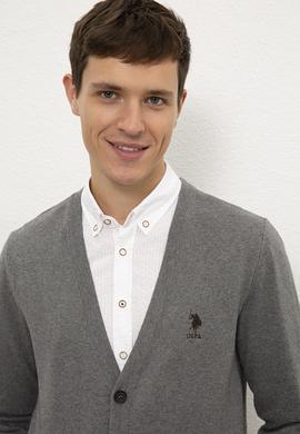 Erkek Gri Melanj  Triko Hırka - 50229572028