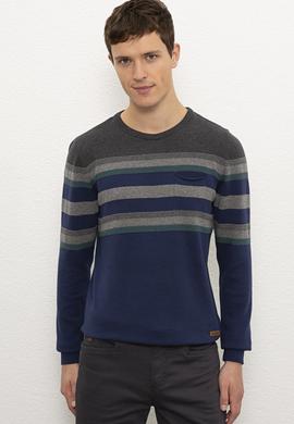 Erkek İndigo Bisiklet Yaka Triko Kazak - 50228567018