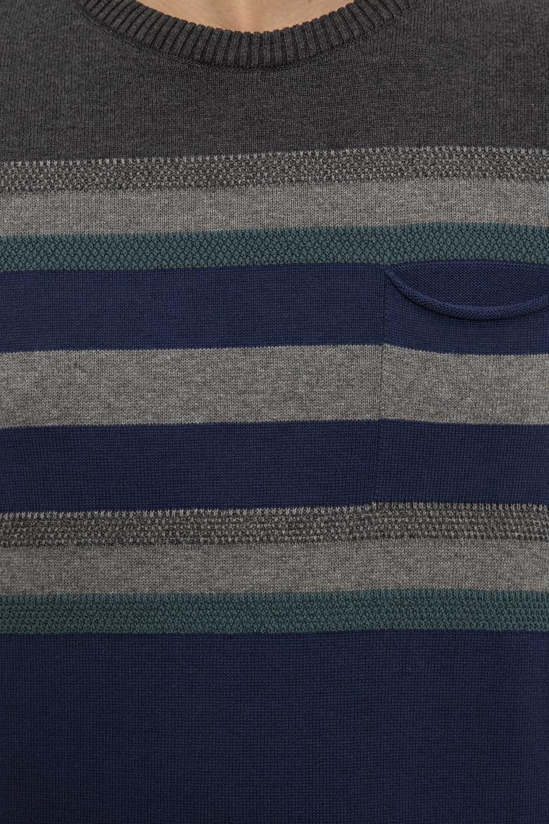 Erkek İndigo Bisiklet Yaka Triko Kazak - 50228567018