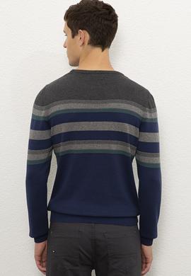 Erkek İndigo Bisiklet Yaka Triko Kazak - 50228567018