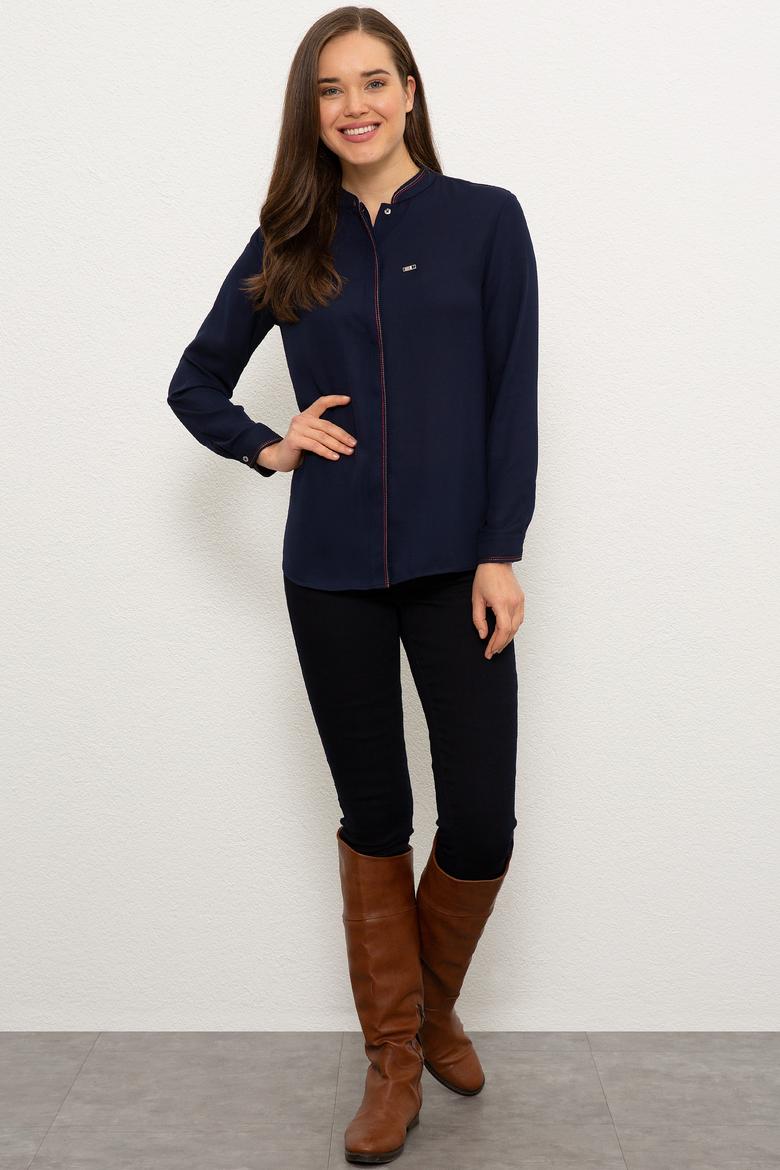 Kadın Lacivert Uzun Kollu Gömlek - 50225776014