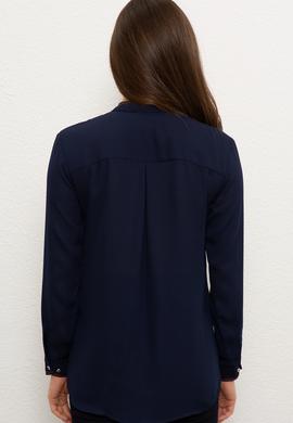 Kadın Lacivert Uzun Kollu Gömlek - 50225776014