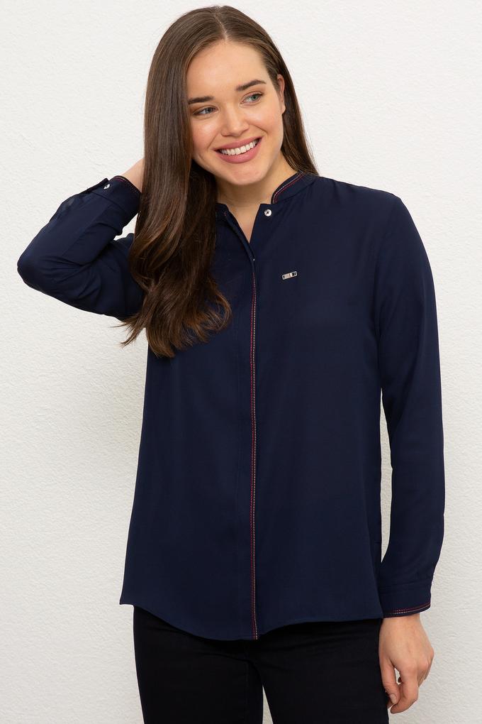 Kadın Lacivert Uzun Kollu Gömlek