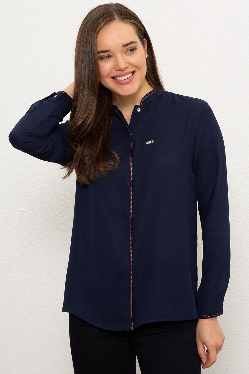 Kadın Lacivert Uzun Kollu Gömlek