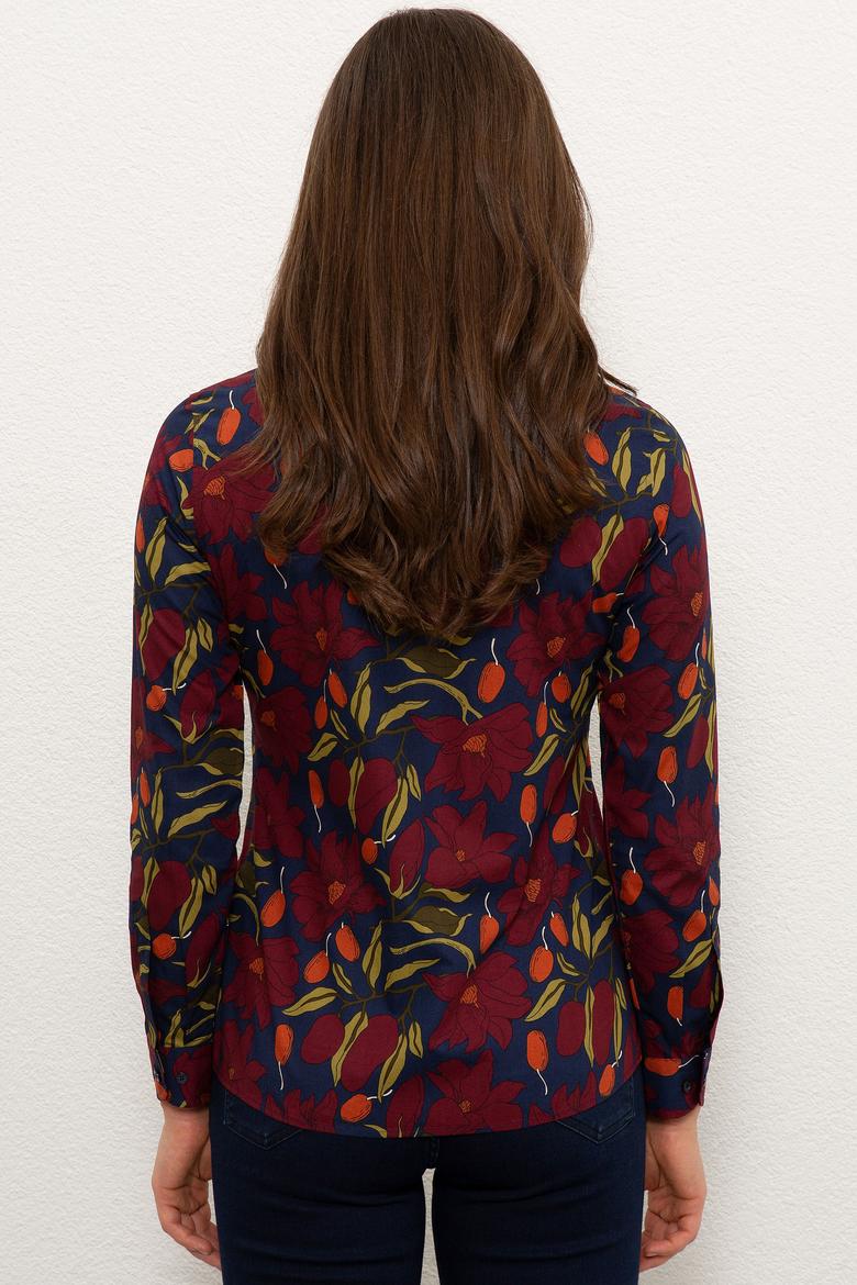 Kadın Lacivert Uzun Kollu Gömlek - 50226441002