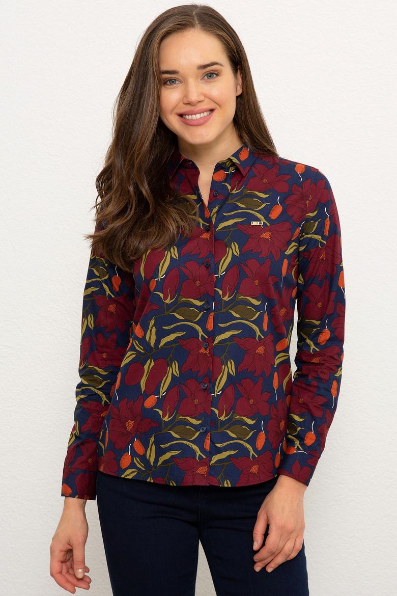 Kadın Lacivert Uzun Kollu Gömlek