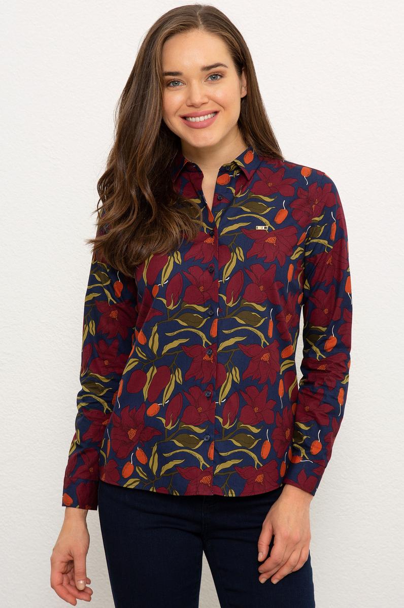 Kadın Lacivert Uzun Kollu Gömlek