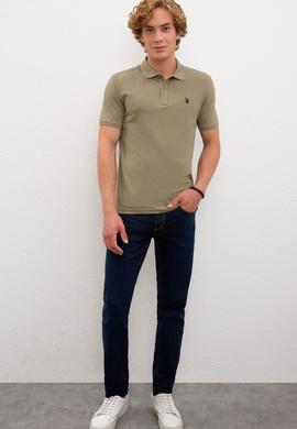 Erkek Haki Basic Tişört - 50217612202