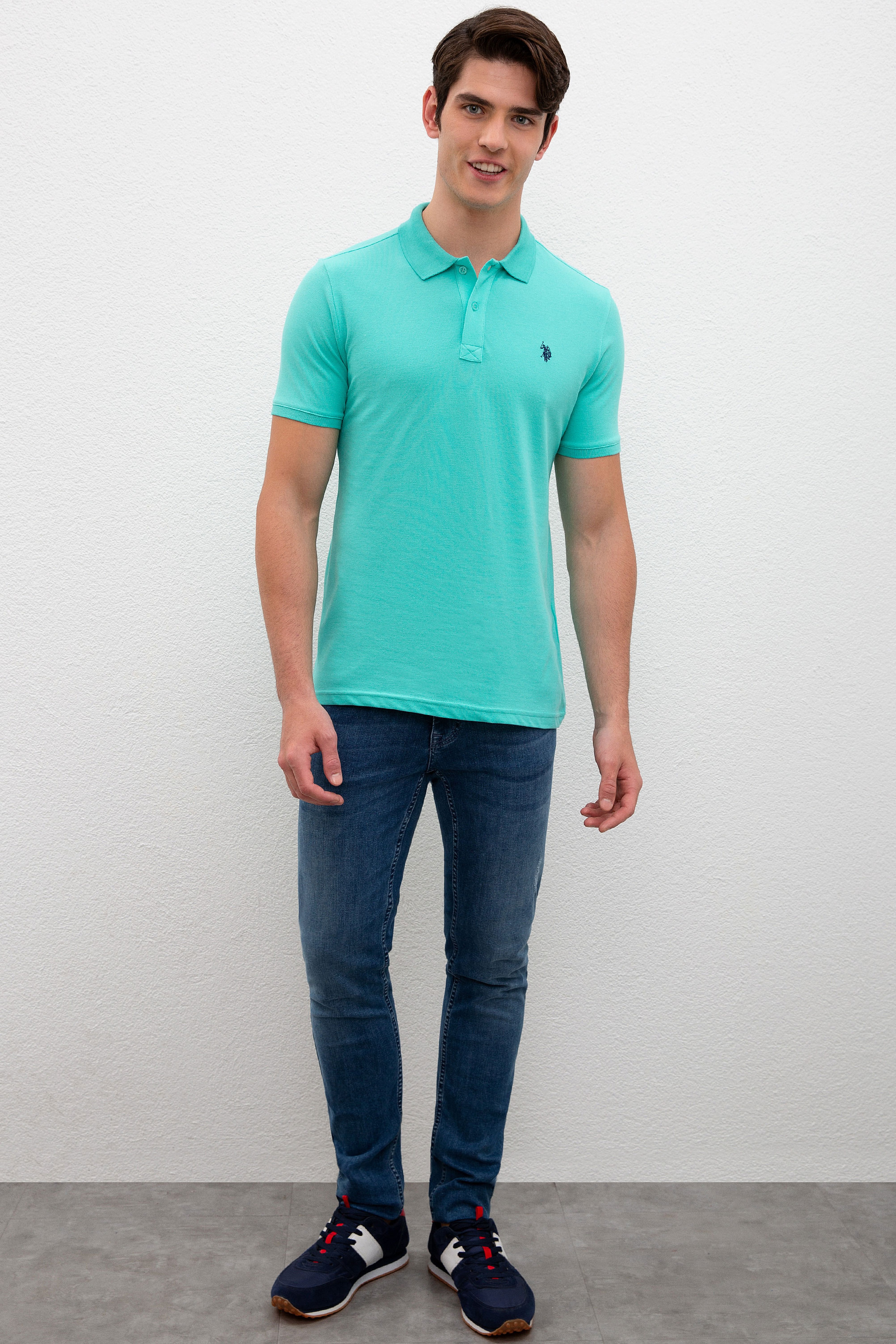 Erkek Mint Basic Polo Yaka Tişört - Image 4