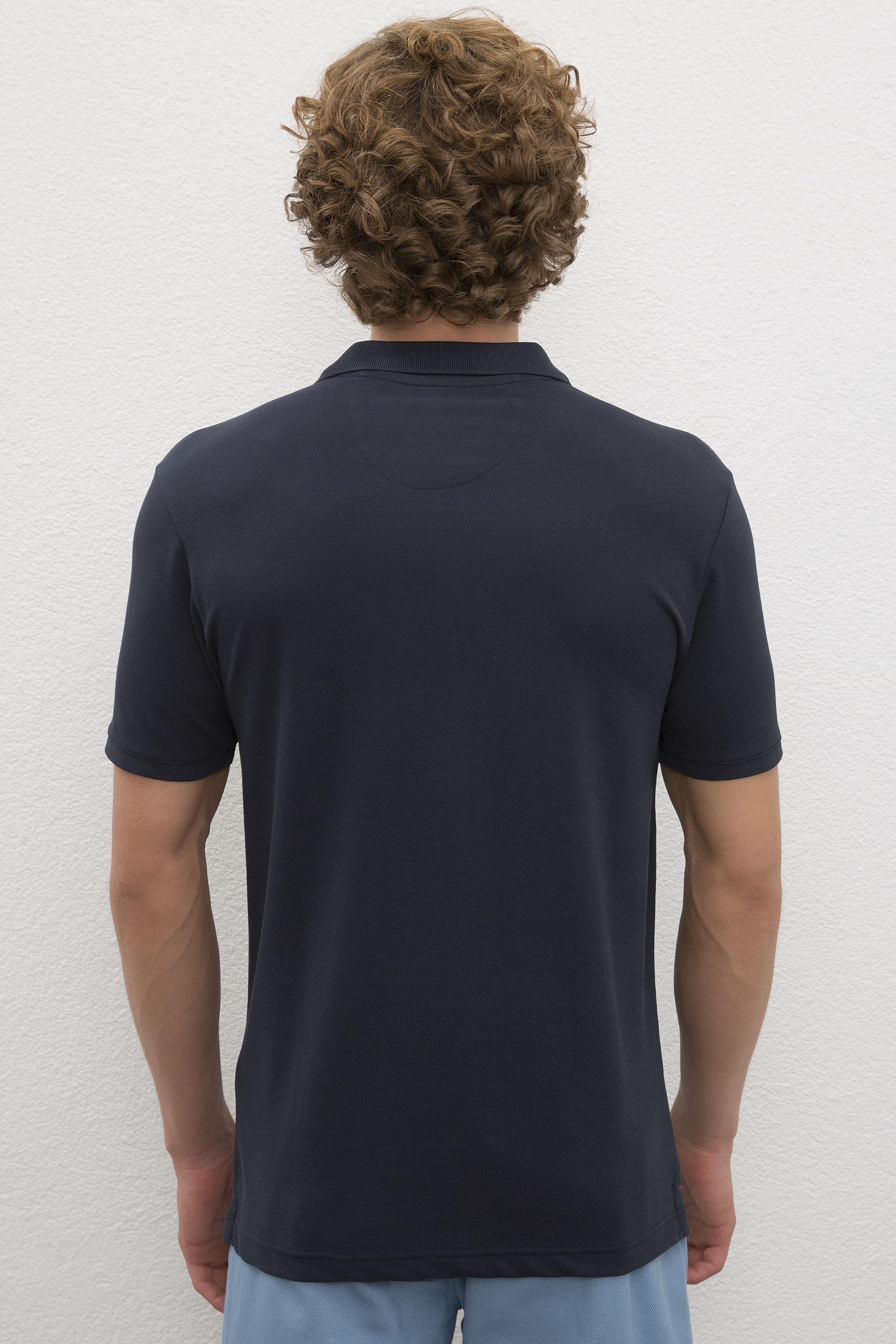 Erkek Koyu Lacivert Polo Yaka Basic Tişört