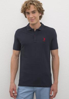 Erkek Koyu Lacivert Polo Yaka Basic T-Shirt - 50222632398