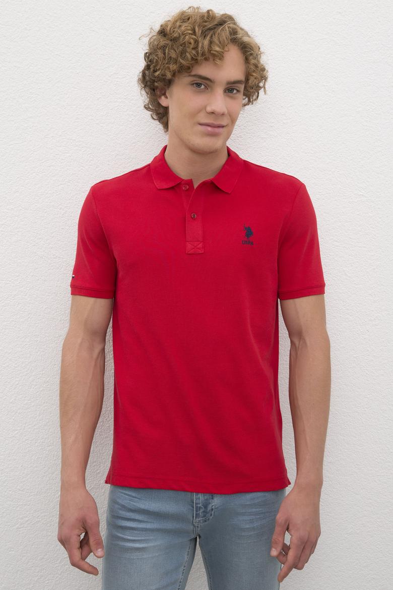 Erkek Kırmızı Polo Yaka Basic T-Shirt