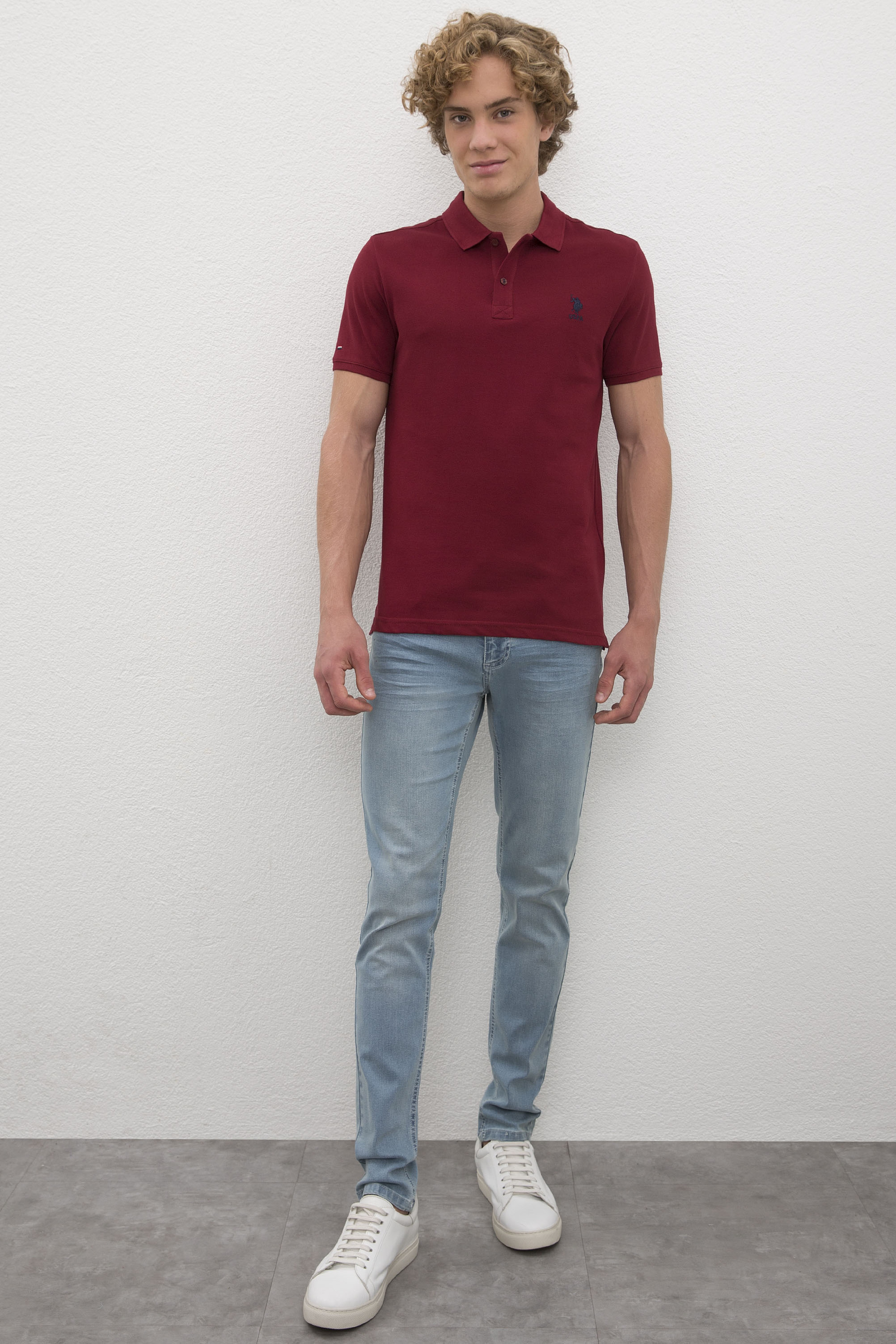 Erkek Plum Basic Polo Yaka Tişört - Image 4