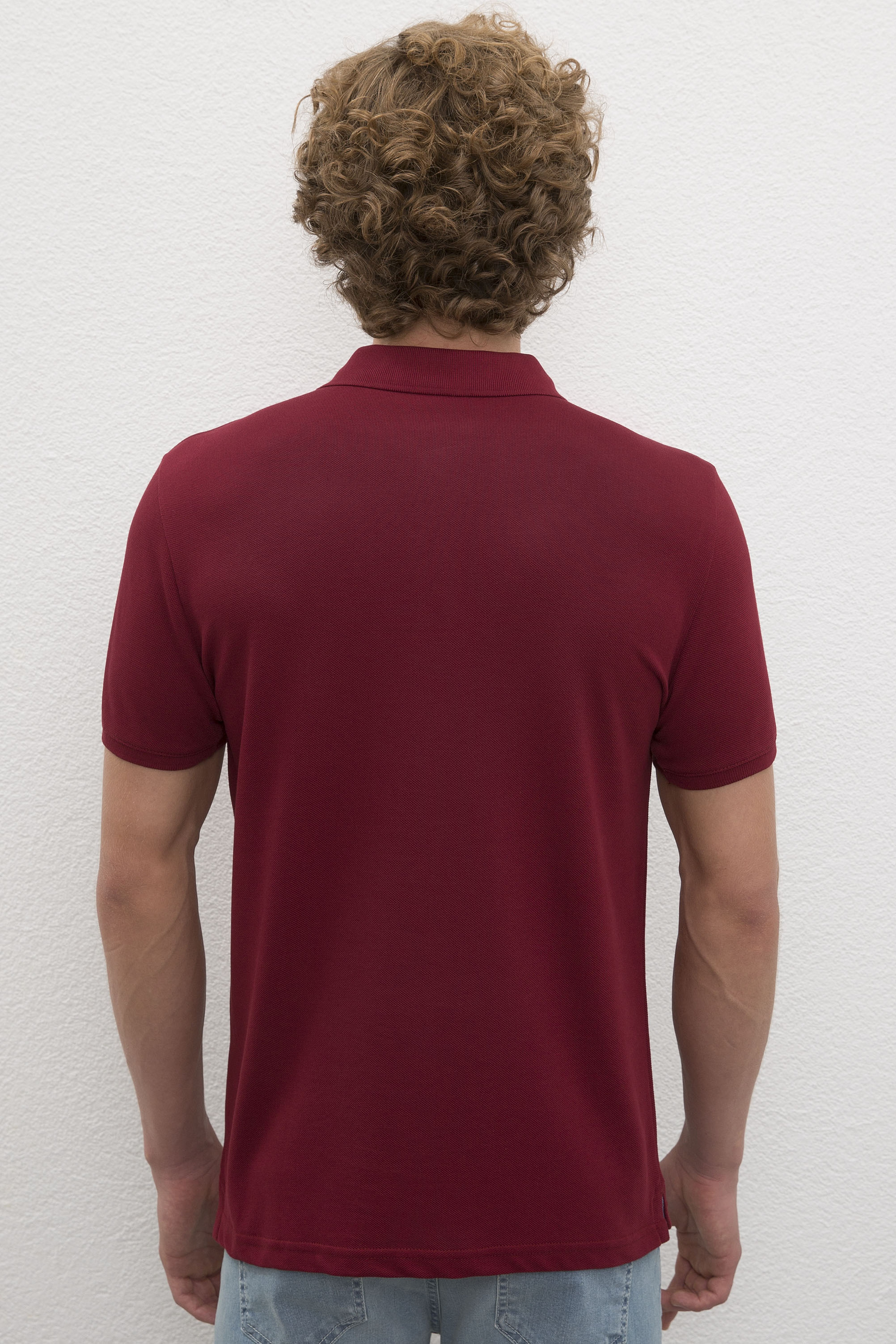 Erkek Plum Basic Polo Yaka Tişört - Image 3