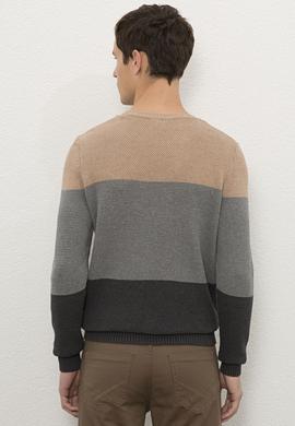 Erkek Camel Melanj Bisiklet Yaka Triko Kazak - 50228574036