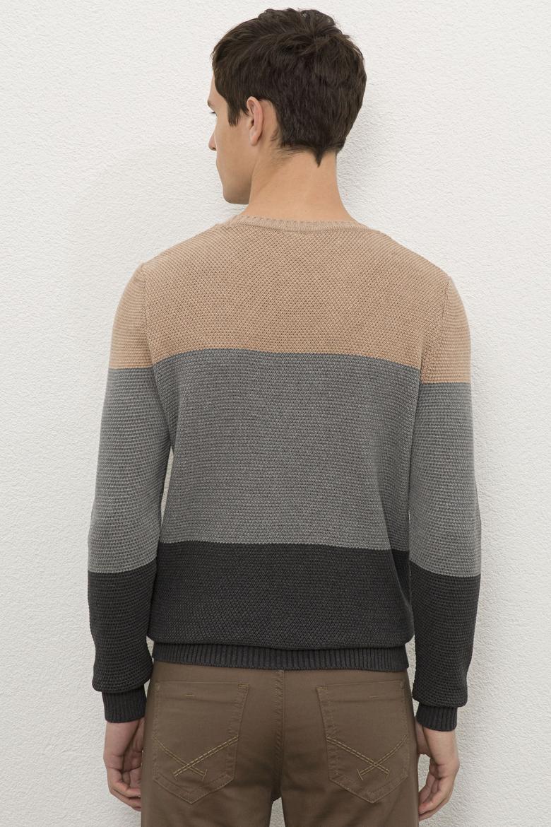 Erkek Camel Melanj Bisiklet Yaka Triko Kazak - 50228574036