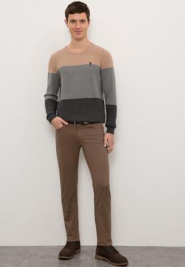 Erkek Camel Melanj Bisiklet Yaka Triko Kazak - 50228574036