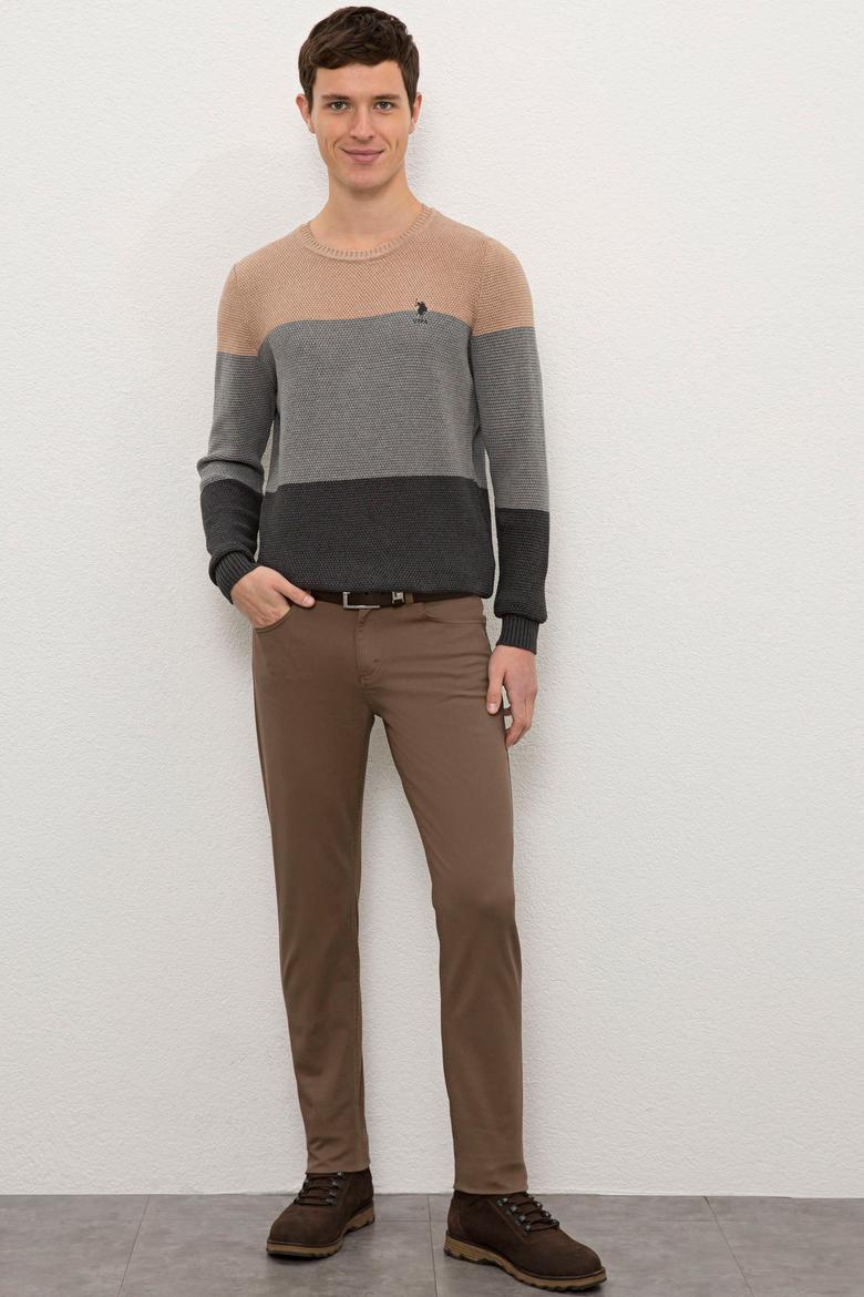 Erkek Camel Melanj Bisiklet Yaka Triko Kazak - 50228574036