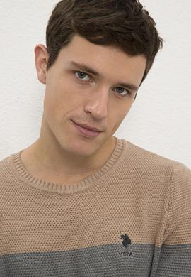 Erkek Camel Melanj Bisiklet Yaka Triko Kazak - 50228574036