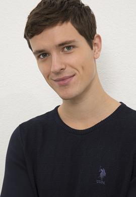 Erkek Lacivert Bisiklet Yaka Triko Kazak - 50229090037