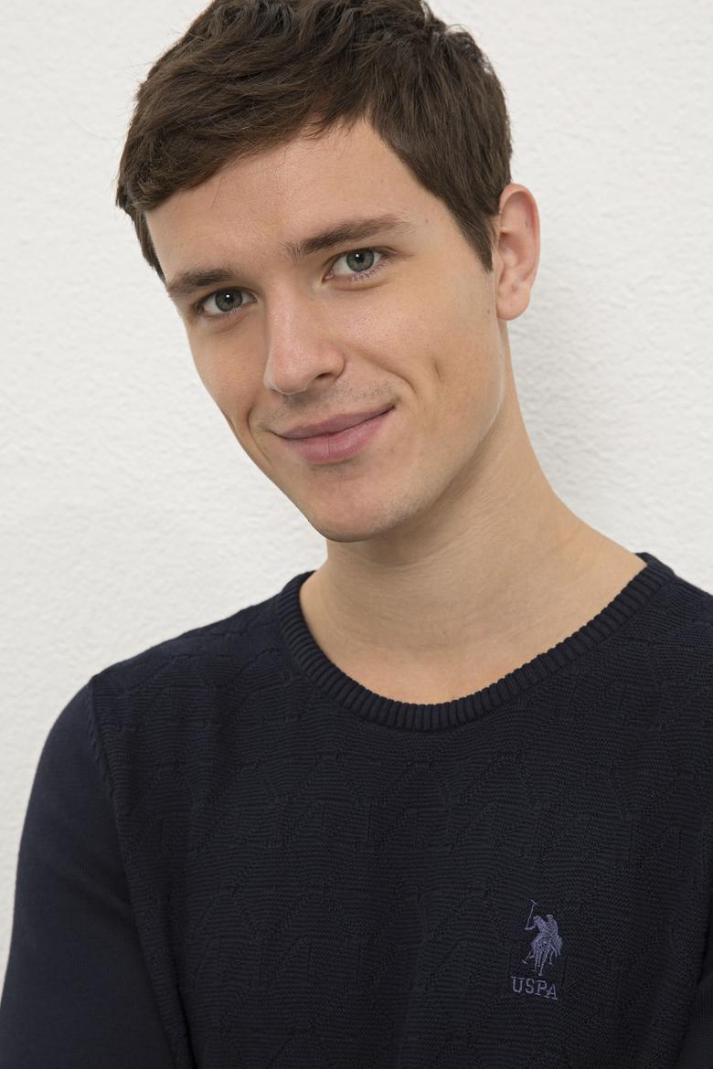 Erkek Lacivert Bisiklet Yaka Triko Kazak - 50229090037