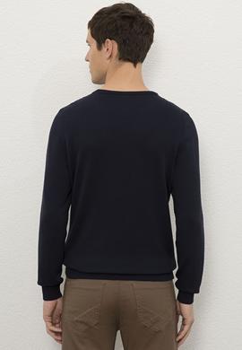 Erkek Lacivert Bisiklet Yaka Triko Kazak - 50229090037